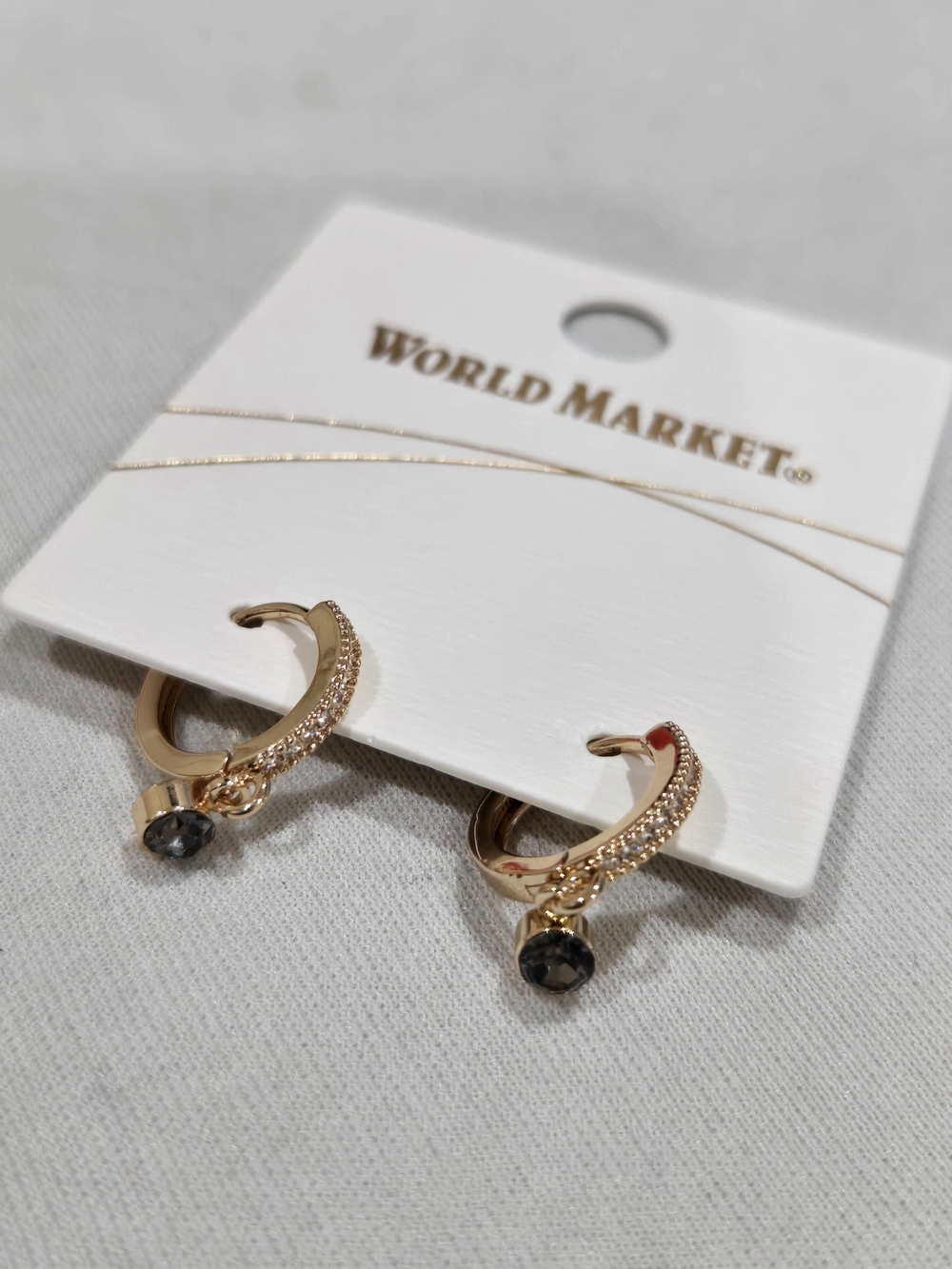 Gold Mini Hoop Huggie Earrings, Cubic Zirconia, Nickel Free Dangle Gemstone Drop
